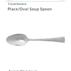 Oneida Silver Place/Oval Soup Spoon 4-Piece Set Stainless Steel Script Pattern